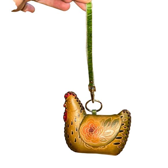 Handmade tooled Leather Chicken Coin Purse 3D Animal Design Hawaii - Picture 3 of 8